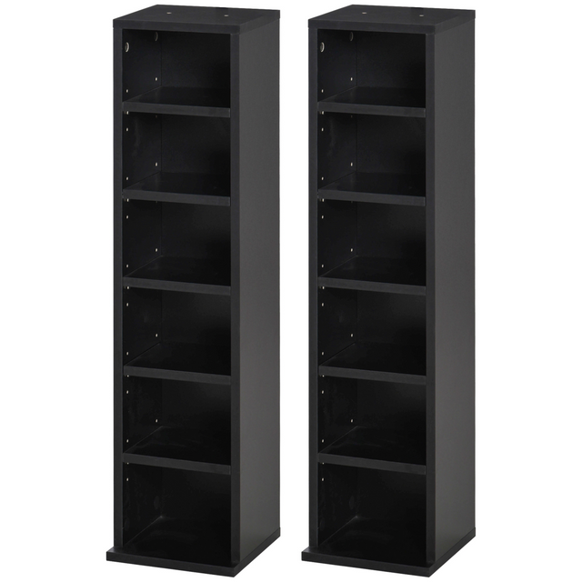 Set of 2 black CD media towers