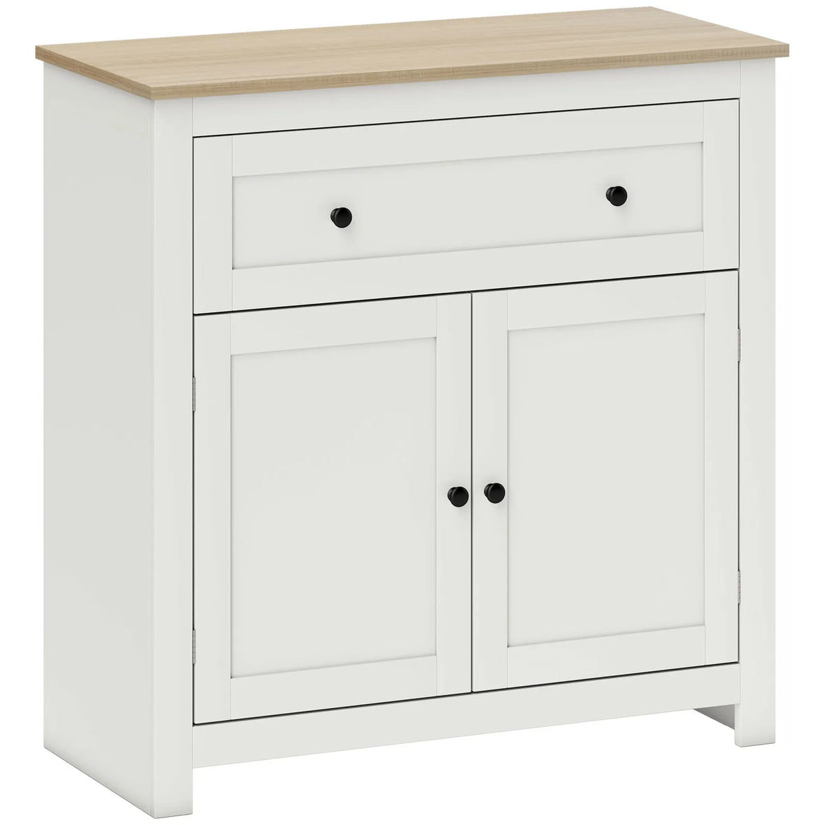 HOMCOM Sideboard Storage Cabinet with Drawer, Double Doors & Adjustable Shelf – Modern Kitchen Cupboard, Cream White