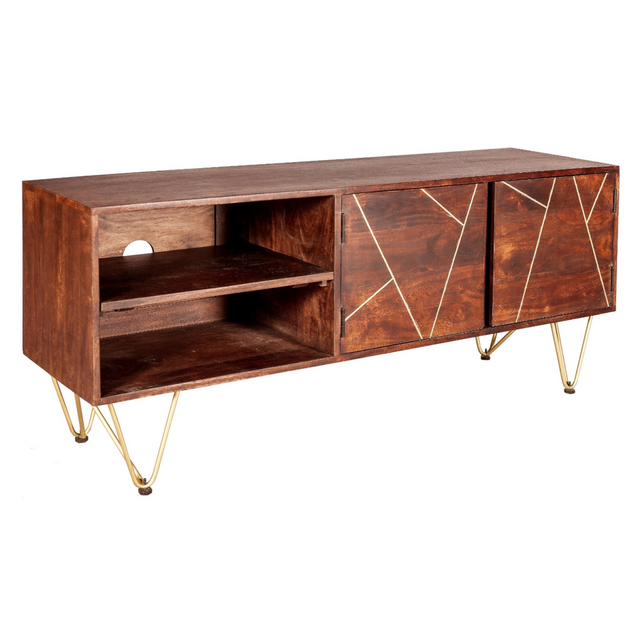 Dark gold plasma media TV unit