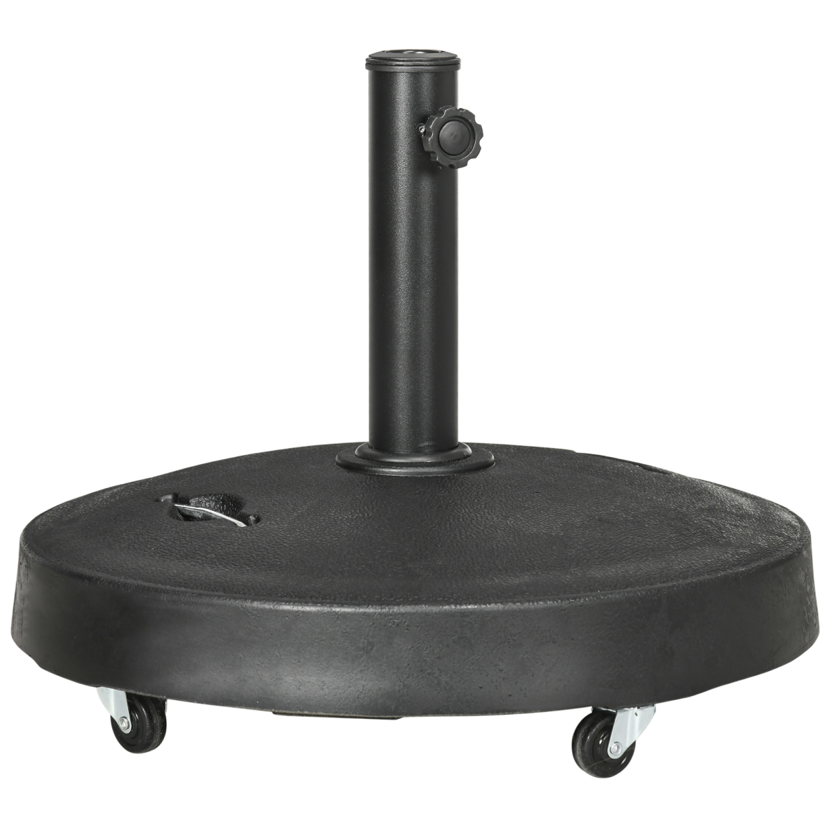 Outsunny 23.5kg Round Resin Parasol Base with Wheels & Brakes – Fits 38–48mm Poles