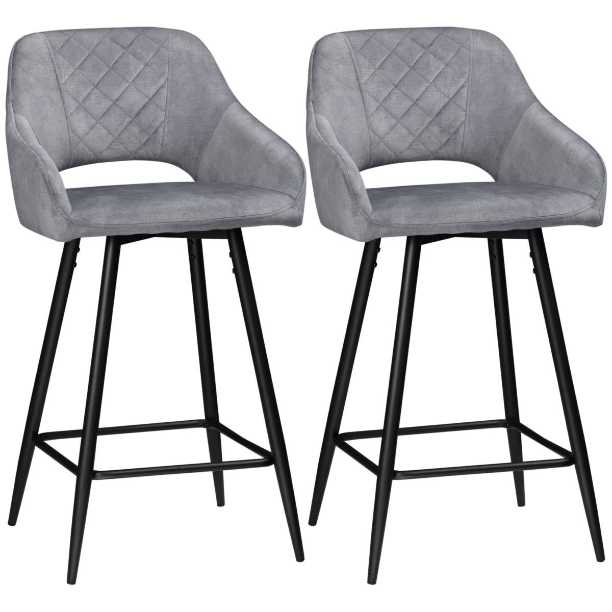 Grey velvet bar stools set of 2