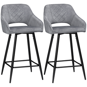 Grey velvet bar stools set of 2