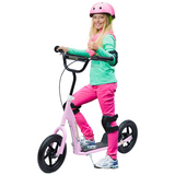 HOMCOM Kids Push Scooter with 12" EVA Wheels, Adjustable Height 80-88cm & Rear Brake – Stunt Scooter, Pink