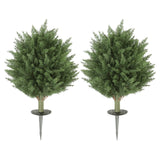 HOMCOM 60 cm Artificial Cypress Tree with Ground Stake, Set of 2 Artificial Plants for Indoor & Outdoor