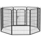 Pawhut 8-Panel Metal Pet Playpen for Dogs and Puppies – Folding Indoor and Outdoor Run Fence with Lockable Door
