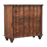 Artisan Furniture Solid Wood Camille 3 Drawer Chest with Curved Legs – Bedroom Storage, Brown