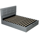 HOMCOM 5ft King Size Ottoman Bed with Gas Lift Storage and Tufted Headboard – Bedroom Frame, Grey