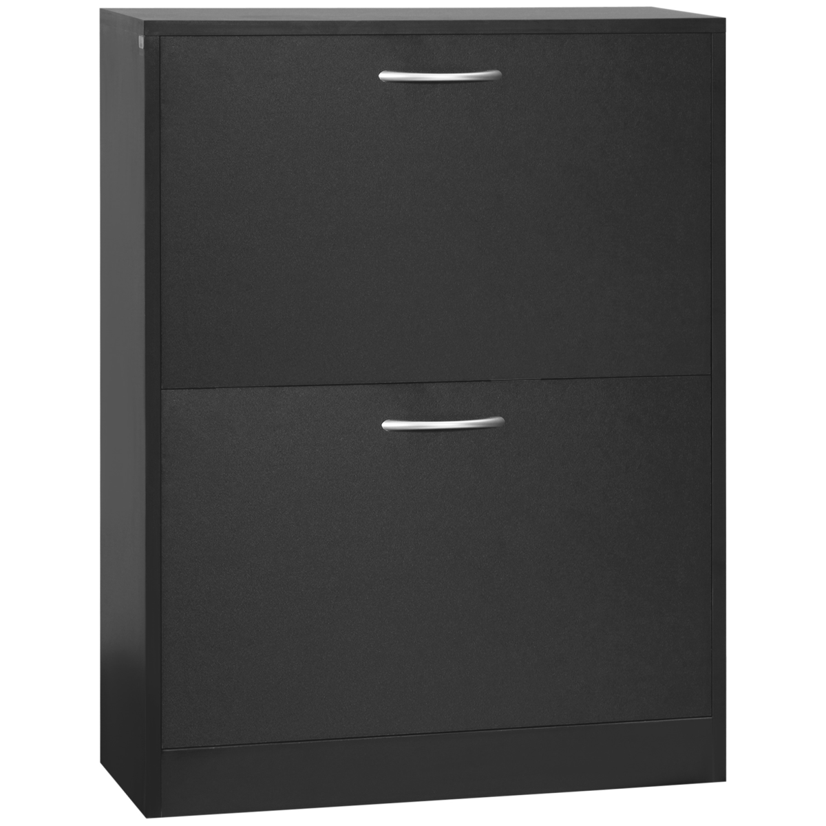HOMCOM 2-Tier Shoe Cabinet with Flip-Down Doors – 12 Pairs, Adjustable Shelves, Black