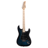 Glarry GST Electric Guitar Kit with Black Pickguard, Basswood Body & Maple Neck – Beginner Set, Dark Blue