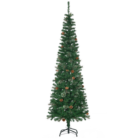6.5ft slim Christmas tree with pine cones