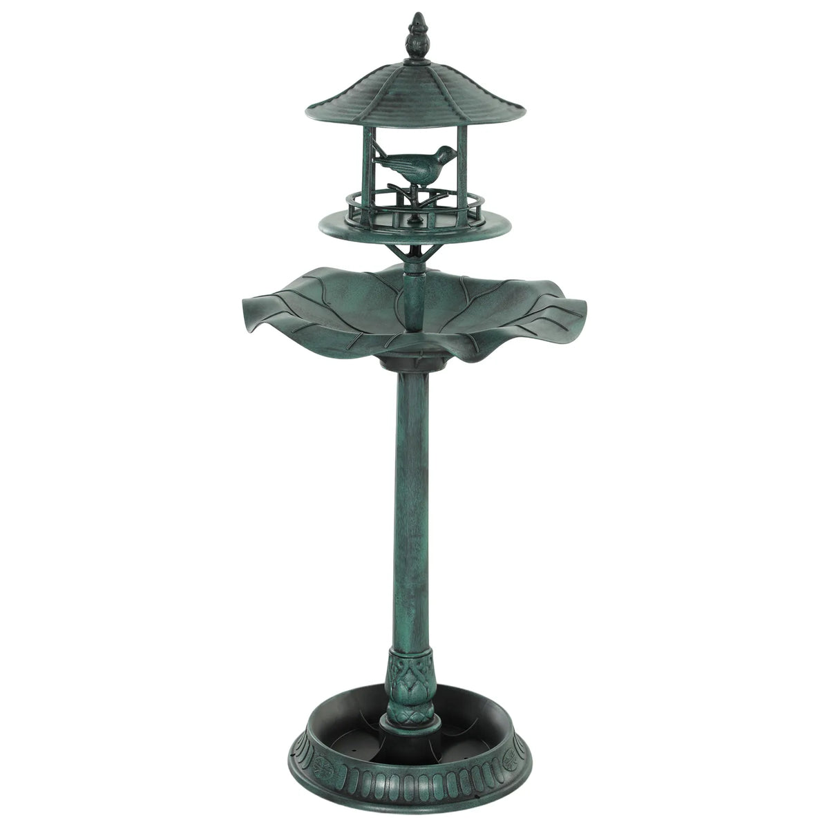Outsunny 3-in-1 Garden Bird Bath, Freestanding Birdbath with Large Water Basin, Underneath Flower Planter