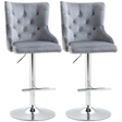 Set of 2 grey swivel bar stools with backs