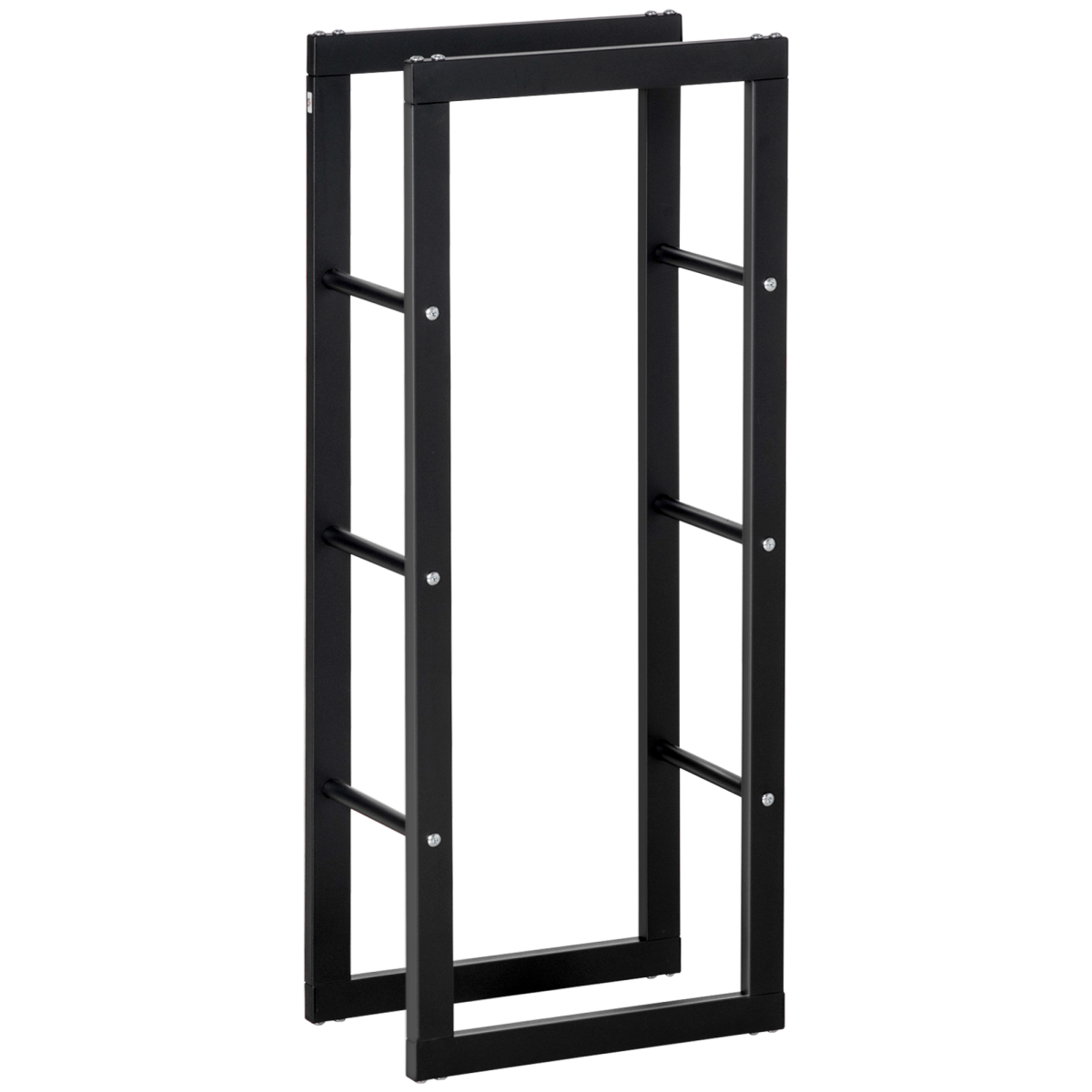 HOMCOM Rust-Resistant Metal Firewood Log Rack – Holds up to 100kg, Indoor & Light Outdoor Use, Black