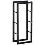 HOMCOM Rust-Resistant Metal Firewood Log Rack – Holds up to 100kg, Indoor & Light Outdoor Use, Black