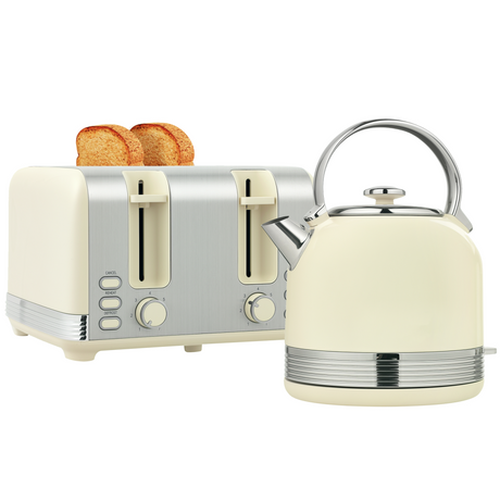 HOMCOM cream kettle and toaster set