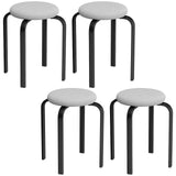 HOMCOM Set of 4 Stackable Round Stools with Cushioned Seats – Backless Kitchen and Dining Room Seating, Grey