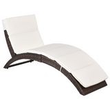 Rattan folding sun lounger with cushion