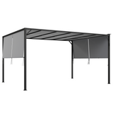 Outsunny 3x4m Garden Pergola with Retractable Roof & Solar LED Lights – Metal Gazebo, Grey