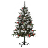4ft snow-dipped Christmas tree with berries and pinecones
