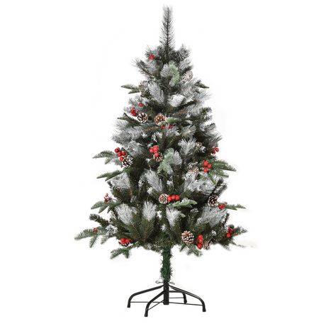 4ft snow-dipped Christmas tree with berries and pinecones