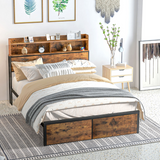 HOMCOM double bed frame with storage headboard