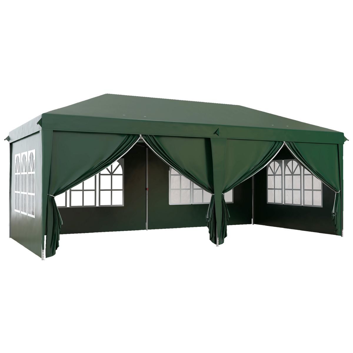 Outsunny 3 x 6m Pop-Up Gazebo Party Tent with 6 Removable Sidewalls & Carry Bag – Steel Frame Marquee, Green