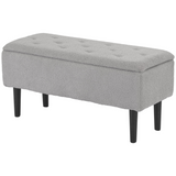 HOMCOM grey ottoman storage box with wooden legs
