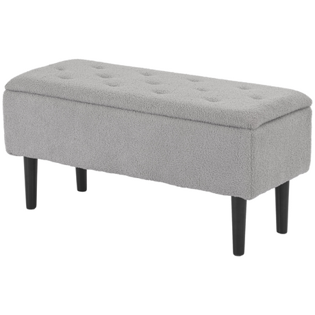 HOMCOM grey ottoman storage box with wooden legs