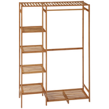Bamboo clothes rail with 6-tier shelf