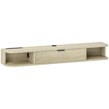HOMCOM 120 cm Floating TV Unit with Flip Drawer & Cable Management – Wall Mounted for TVs up to 50 Inch, Natural