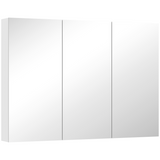 HOMCOM Wall-Mounted Bathroom Mirror Cabinet with 3 Mirrored Doors & 4 Adjustable Shelves – Storage, White