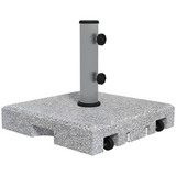 Outsunny 28kg Granite Parasol Base with Wheels and Retractable Handle – Fits 32–48mm Poles, Grey
