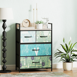 4-drawer storage cabinet with patterned drawer fronts