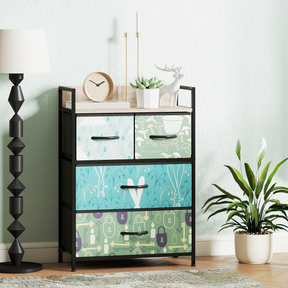 4-drawer storage cabinet with patterned drawer fronts