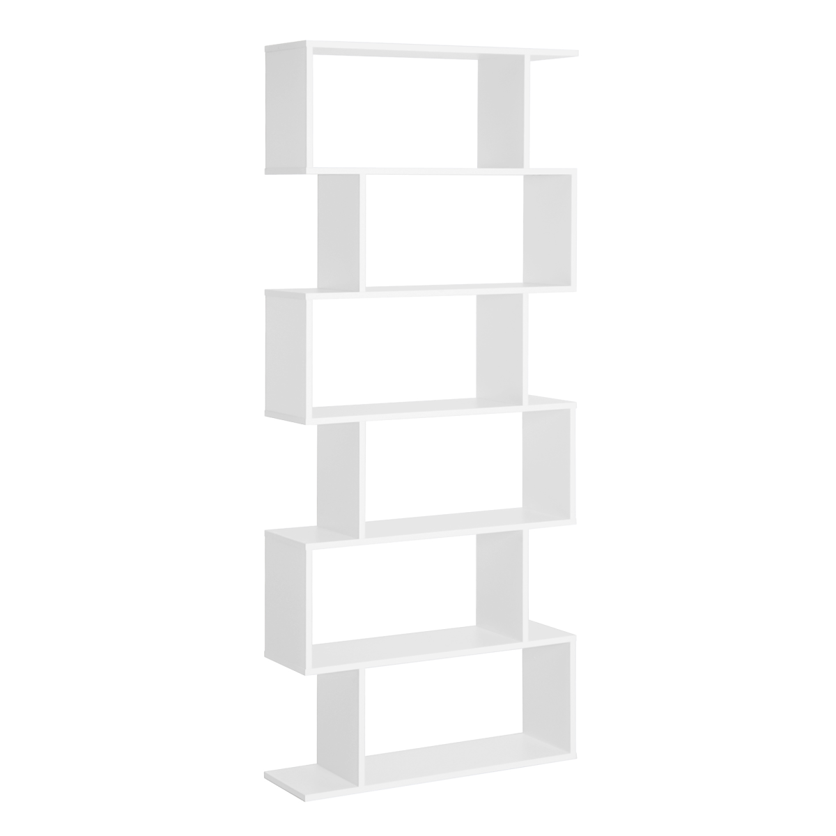 HOMCOM 6-Tier Asymmetrical Shelving Unit with Anti-Toppling Design – Display and Storage, White