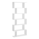 HOMCOM 6-Tier Asymmetrical Shelving Unit with Anti-Toppling Design – Display and Storage, White