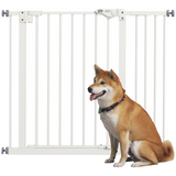 PawHut Adjustable Safety Gate with 1 Extension and 4 Screws – Pet Gate for Doors and Stairs, White