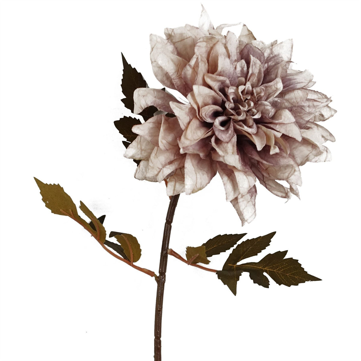 Leaf 55cm Artificial Dahlia Flower Stem with Silk Flowers and Wired Stem – Dusty Pink