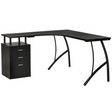 Black L-shaped corner computer desk with drawers