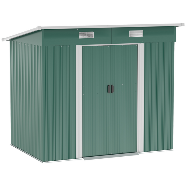7 x 4ft green metal garden shed