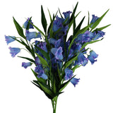 Leaf Pack of 6 Trumpet Artificial Flower Stems, 100cm with Silk Flowers and Wired Stems, Blue