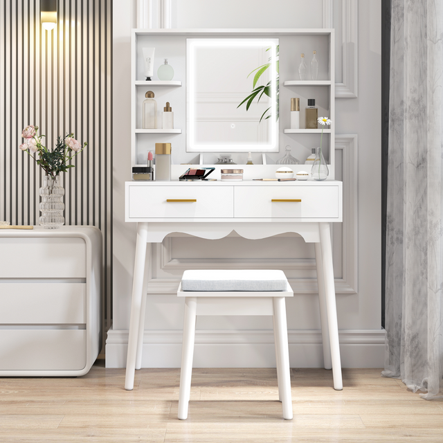 HOMCOM white dressing table with LED mirror