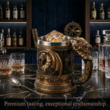 Viking Stainless Steel and Resin Tankard, 550ml Nordic Beer & Coffee Mug – Retro Drinking Cup with Spoon