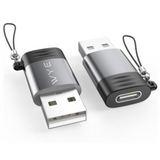 WYEFLOW USB-C to USB-A Mini Adaptor with Anti-Loss Lanyard – Plug and Play Data Transfer, Silver