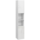 kleankin High Gloss Tall Bathroom Storage Cabinet with Two Cupboards and Adjustable Shelves, White