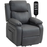 HOMCOM Riser and Recliner Chair with Vibration Massage, PU Leather Power Lift Chair for Elderly, Dark Grey