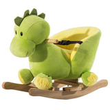 HOMCOM Kids Rocking Horse with 32 Songs, Plush Finish & Poplar Wood Frame – Ride-On Toy for Ages 18+ Months, Green