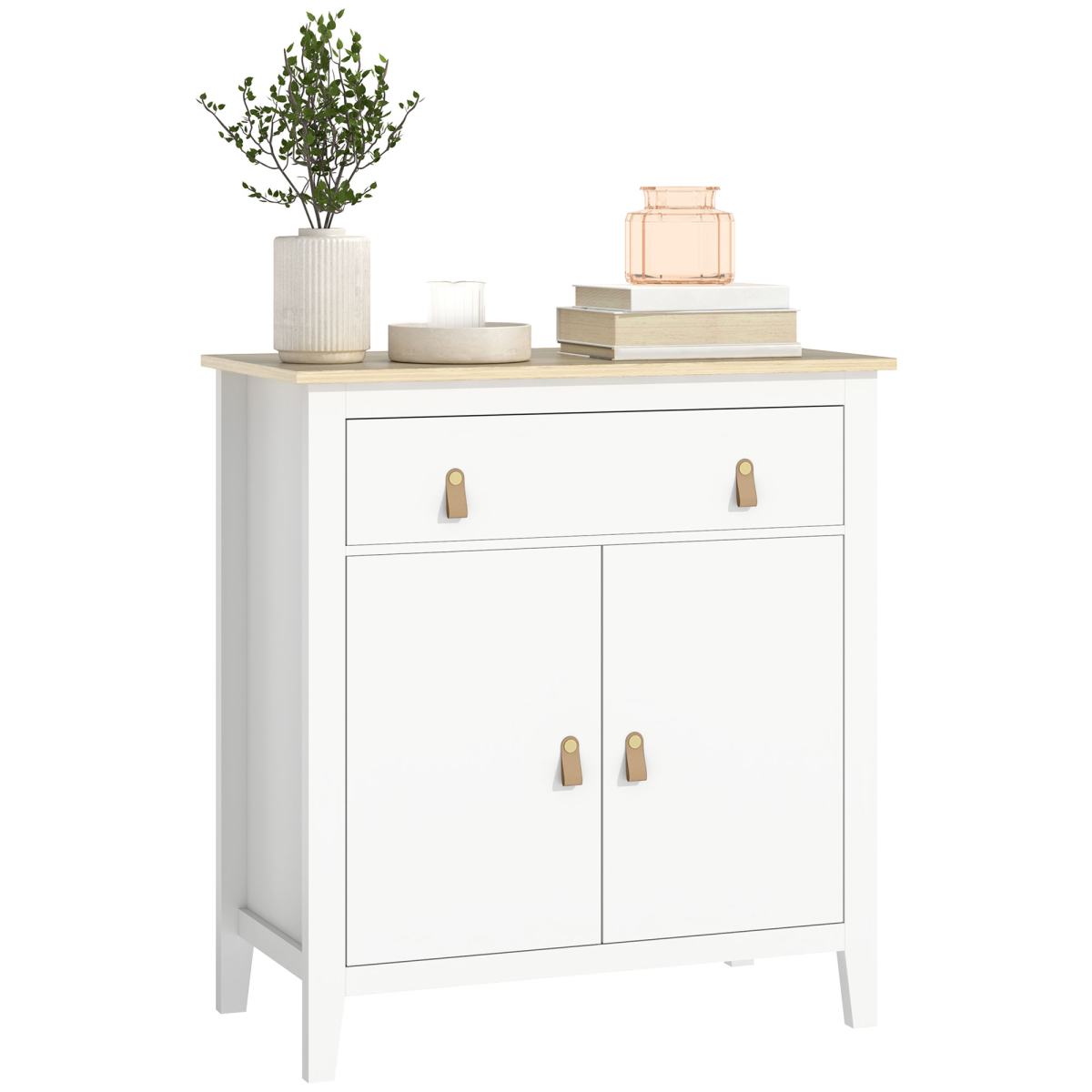 HOMCOM Sideboard with Drawer, Two-Tier Cupboard & Adjustable Shelf – Living Room Storage, White