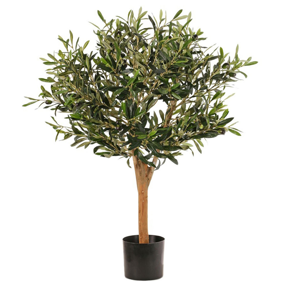 Leaf 90cm Deluxe Artificial Olive Tree in Black Pot with Wired Stems – Realistic Indoor Tree for Home & Office