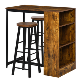 HOMCOM 3 piece bar table set with stools